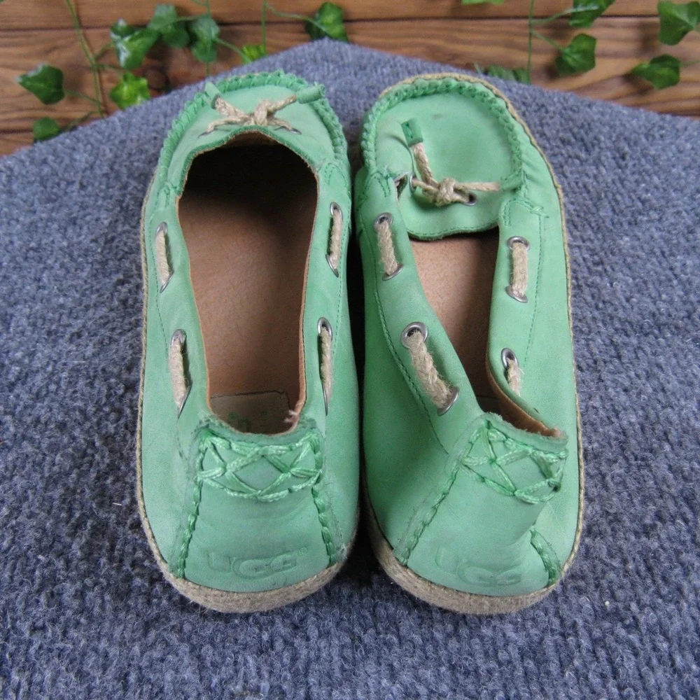 UGG Chivon Women's 8 Mint Green Nubuck‎ Slip-On Moccasins Jute Outsole Casual